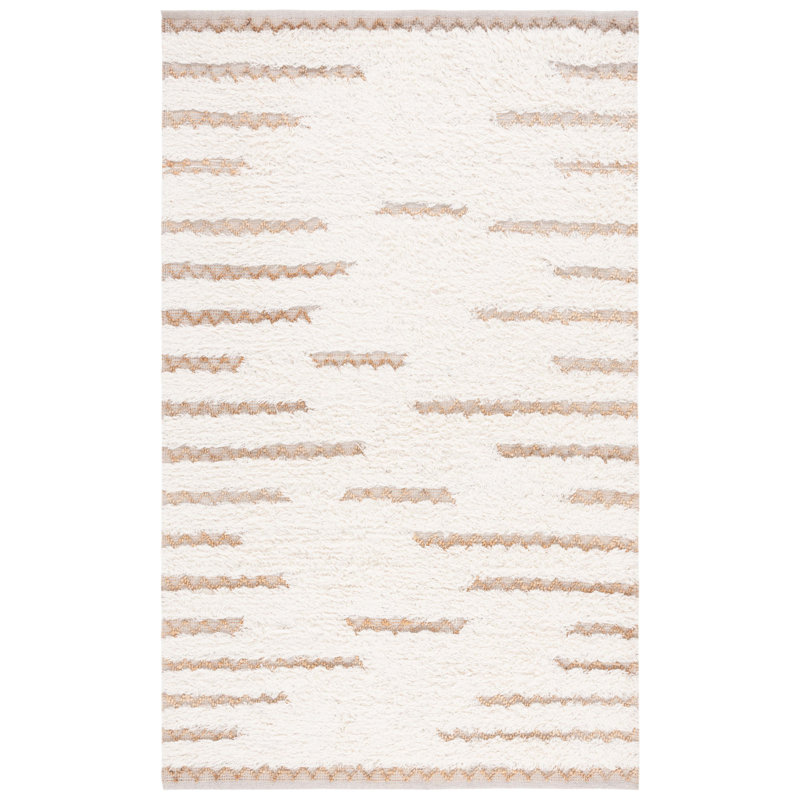 Natura Hand Woven Wool/Jute/Cotton Abstract Rug in Ivory/Natural, Rectangle 4' x 6'