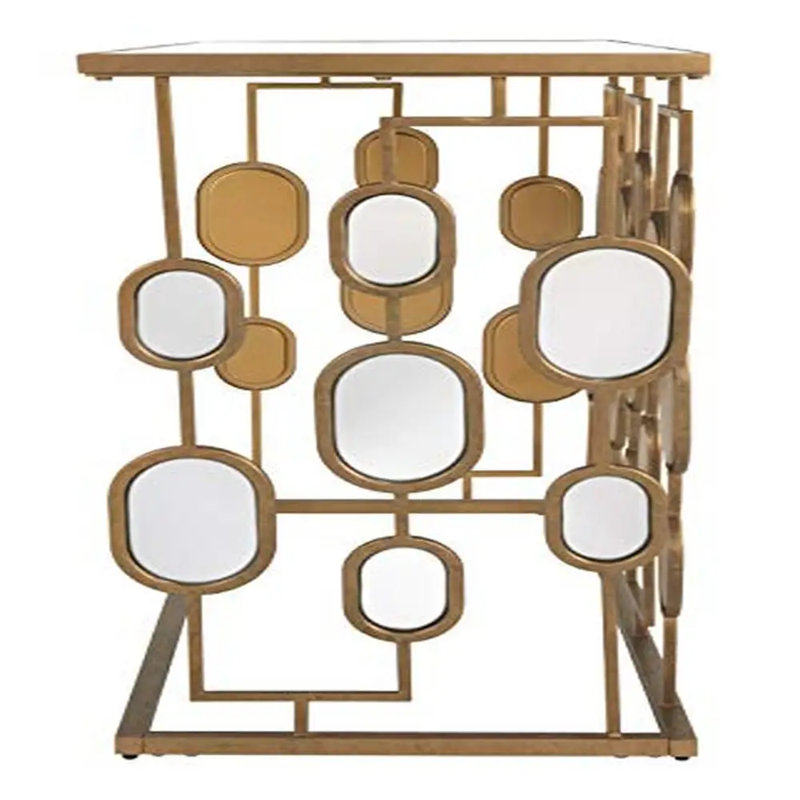 Elegant 36" Gold Metal & Mirrored Glass Console Table