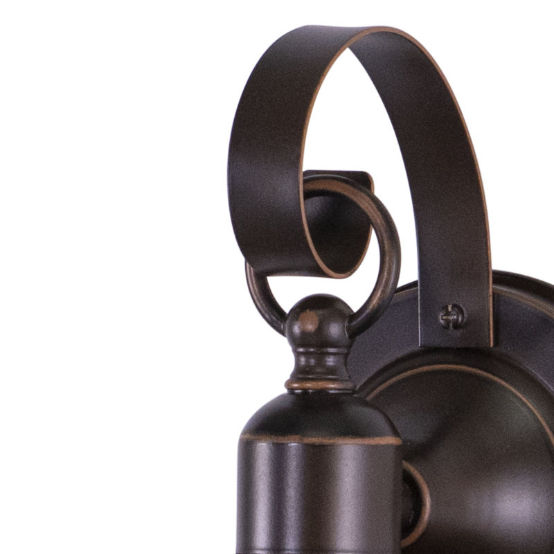 Josefina 12.75 in. H 1-Light Burnished Bronze Rustic Moose Outdoor Wall Sconce, Durable Steel, Clear Seeded Glass Shade, LED Compatible, Use for Exterior Porch Patio Front Door or Garage