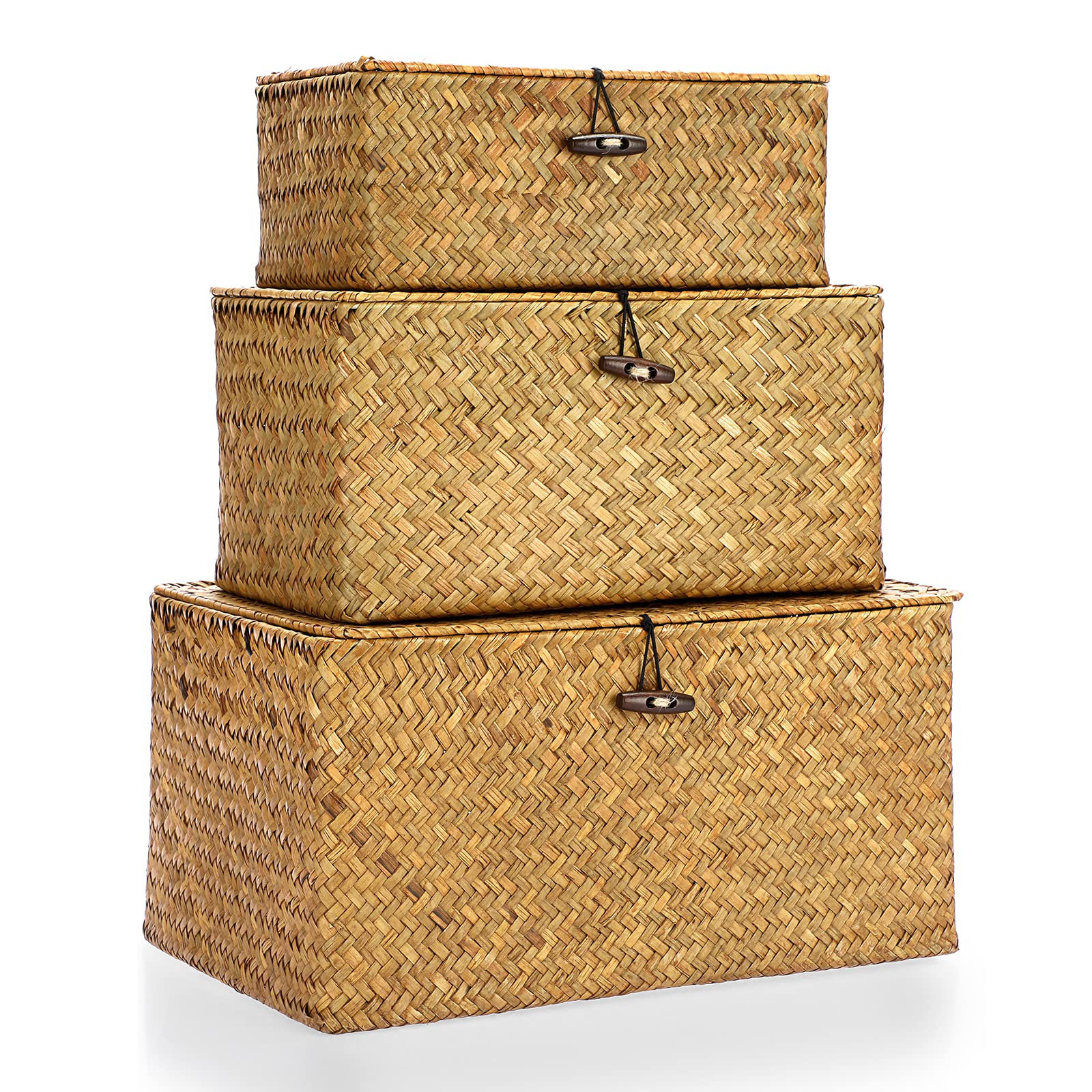 Bayou Breeze Set of 3 Wicker Storage Baskets with Lid Wayfair