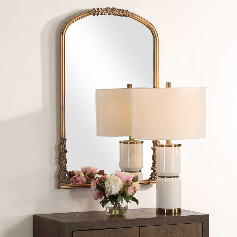 Keith Engineered Wood Wall Mirror, Antique Gold, Horizontal, 28" H x 38" W