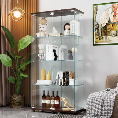 Curio Cabinet  Display Glass Cabinet  with Lockable Double Doors