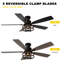 Ventilateur de plafond encastré noir à 5 pales de 52 po avec lumières et télécommande, ventilateur de plafond à profil bas à 6 vitesses pour chambre à coucher, salon