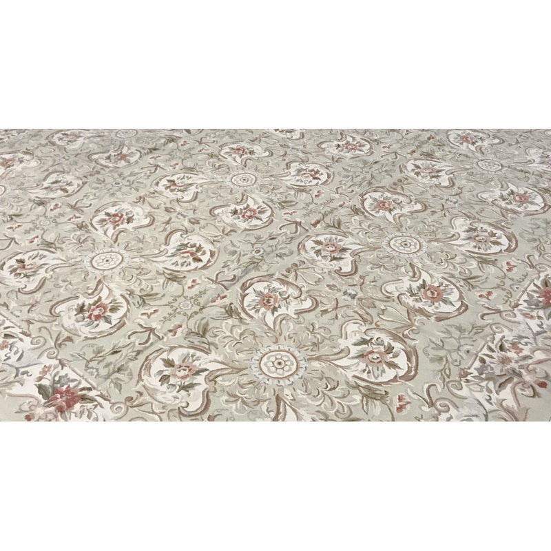 Hand-Knotted High-Quality Beige and Beige Area Rug