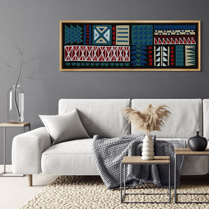 «Geometric Line», ensemble de blocs de couleurs et de motifs géométriques modernes encadrés sur toile, H 20 po x l 60 po