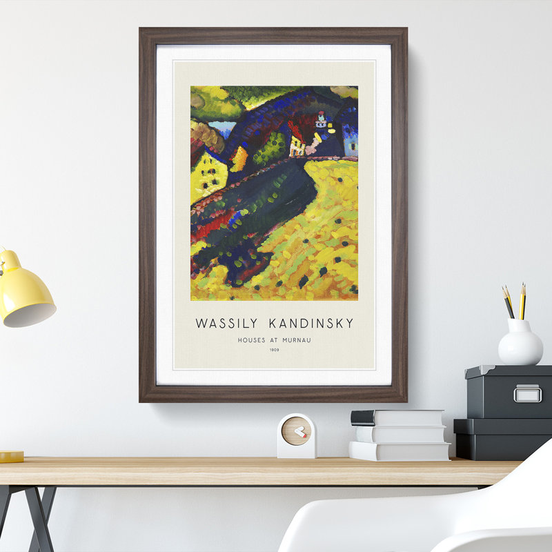 Houses at Murnau by Wassily Kandinsky - Picture Frame Painting, 65cm H x 48cm W x 2cm D, Walnut Framed