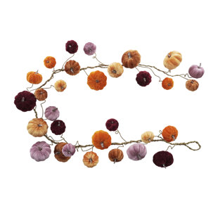 Guirlande Velvet Pumpkin - Décoration d'automne 5pi avec citrouilles