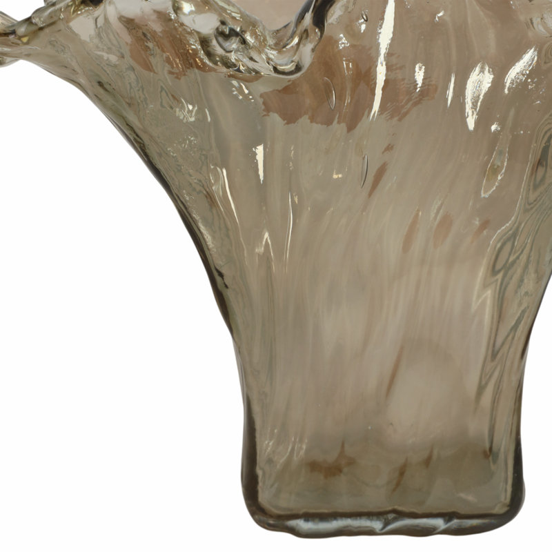 Vase décoratif en verre évasé avec rebord ondulé pour la décoration de table - Grand vase à fleurs pour bureau, présentation de table ou salon