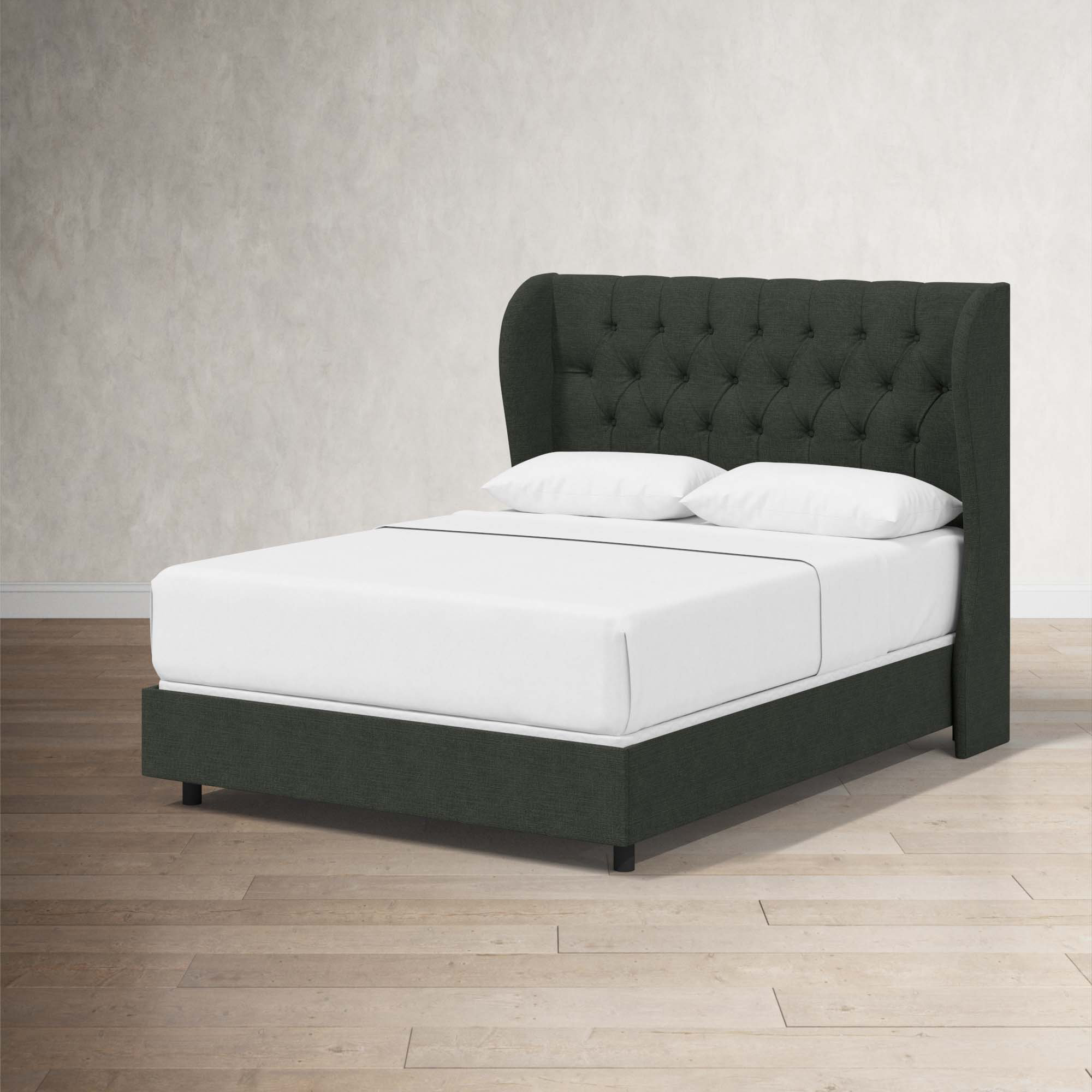 Tomey Upholstered Wingback Bed, Classic Snow Boucle, King