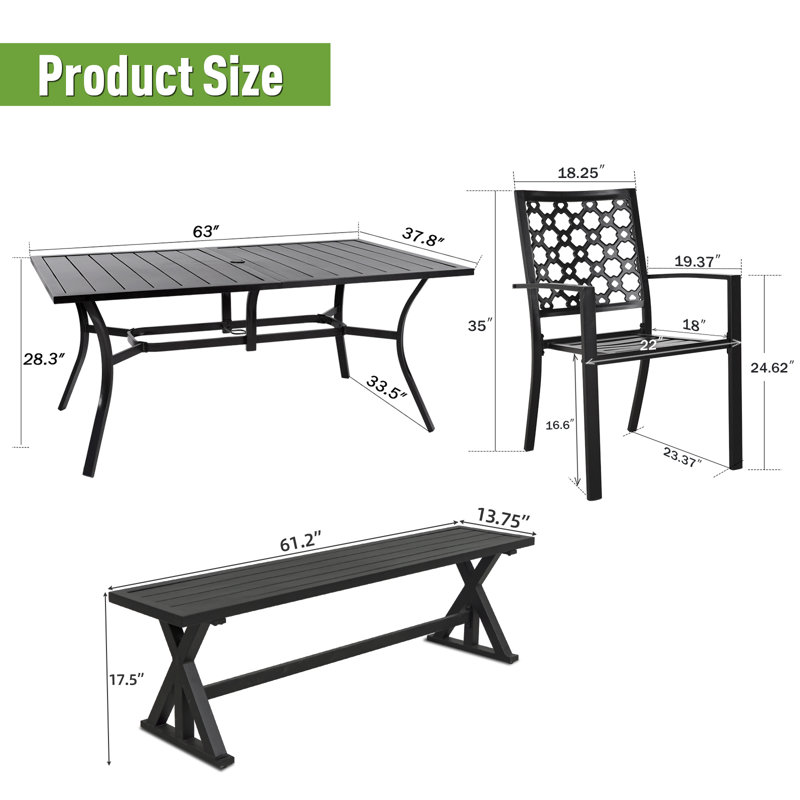 Victorine  6 - Person Patio Dining Set with Rectangular Table