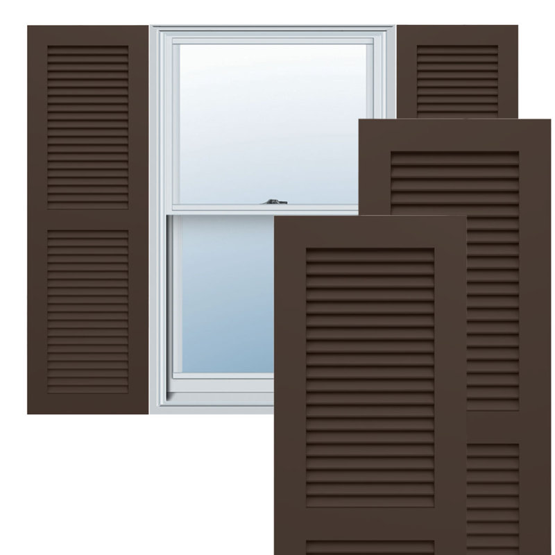 Deux volets à persiennes en PVC True Fit, Brun raisin, 75", 15"