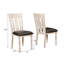 De 2 chaises de salle à manger arquées en chêne patiné - Chaise en bois franc massif avec dossier et détails complexes, aspect vieilli blanc