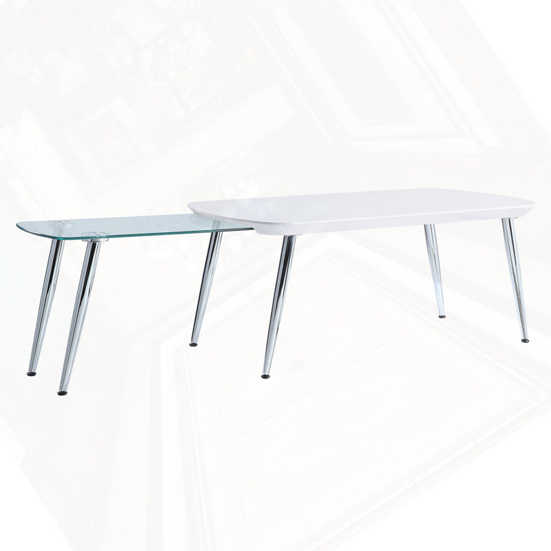 White & Chrome Finish Coffee Table
