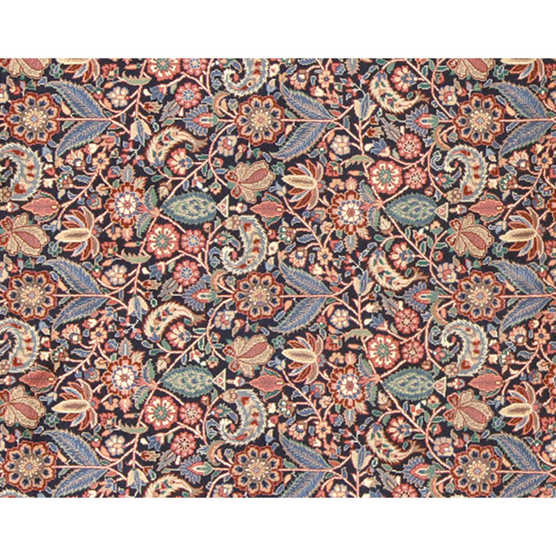 Hand Knotted Wool Oriental Area Rug in Navy And Wine