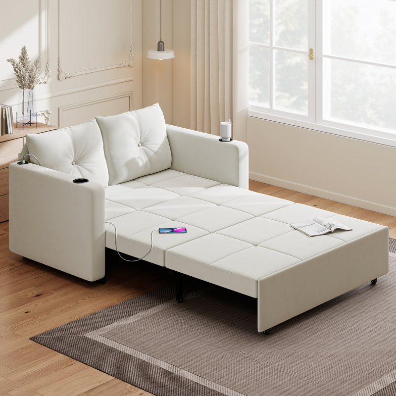 Canapé-lit convertible 3 en 1 en velours, Beige