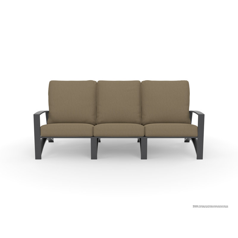 Arc Outdoor 3 - Seat Patio Sofa, Sahara Cafe, Carbon Black