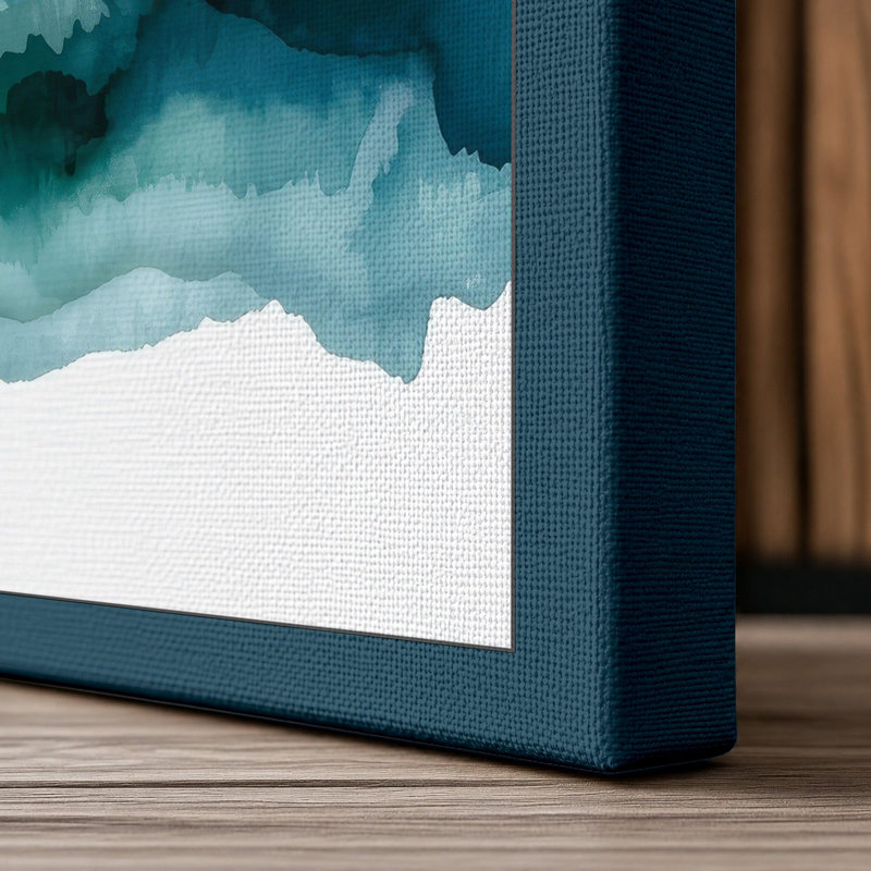 Mountains in Mist Scandinavian - Wrapped Canvas, 18x12 - 45.7 x 30.5 cm, Teal Border
