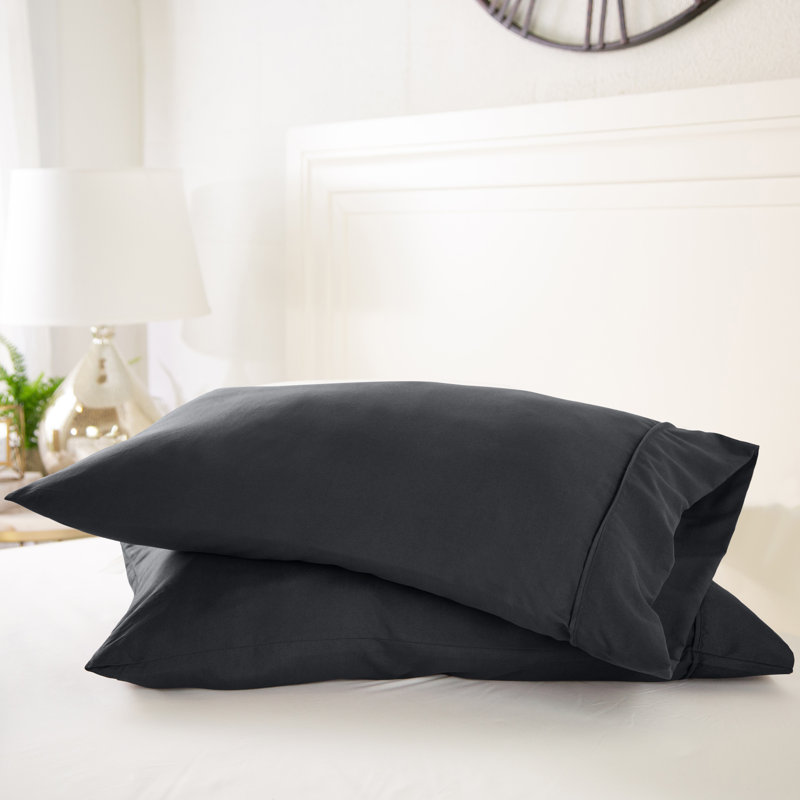 Ensemble de 2 taies d'oreiller en microfibre ultra douce, Taie d'oreiller très grande, Noir