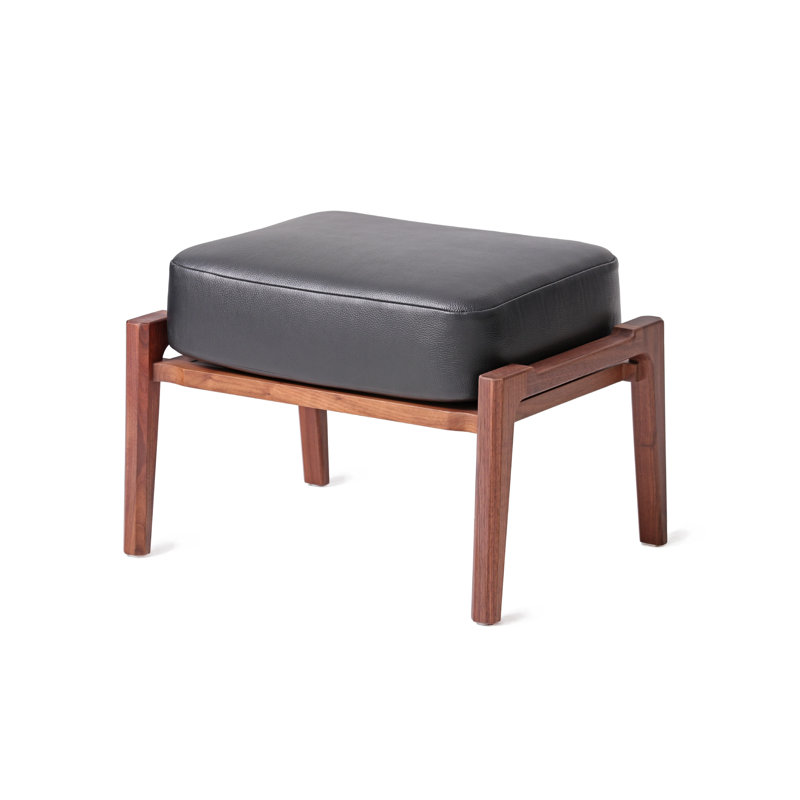Alva Ottoman, Natural Walnut, Black