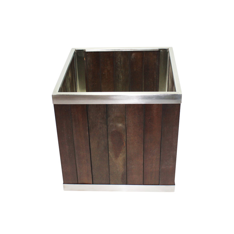 Boîte à fleurs carré eucalyptus, H 14 po x l 14 po x P 14 po, Marron foncé