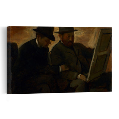 Paul Lafond et Alphonse Cherfils examinant un tableau, vers 1878-1880. Estampe d'art mural contemporain abstraite impressionniste.