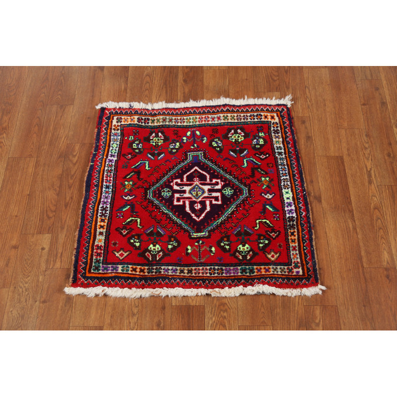 Tapis carré fait à la main en laine 2 x 2 po