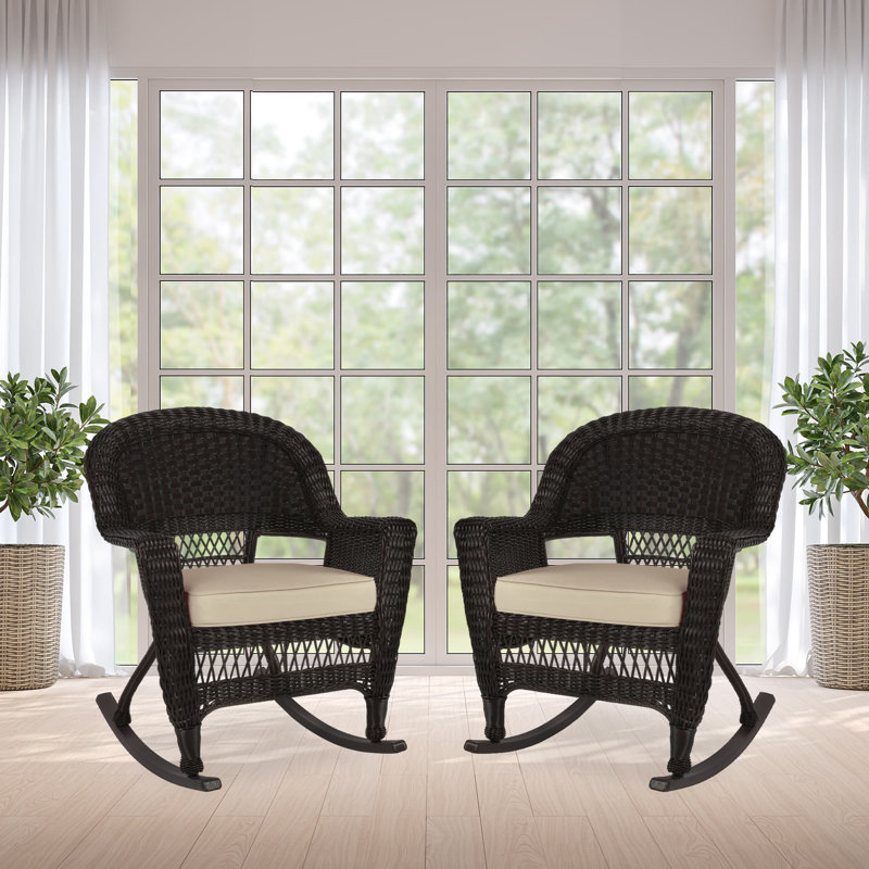 Chaise berçante en osier Raenesha, Espresso, Brun clair