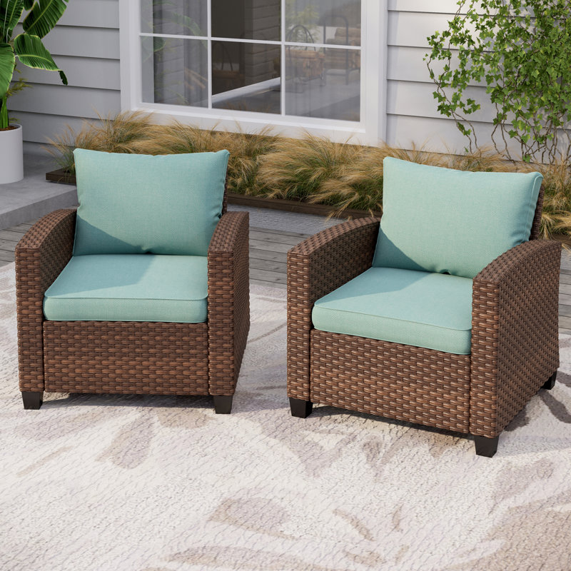 Argyri Patio Chair with Cushions, Cushion Pro Blue Performance Canvas