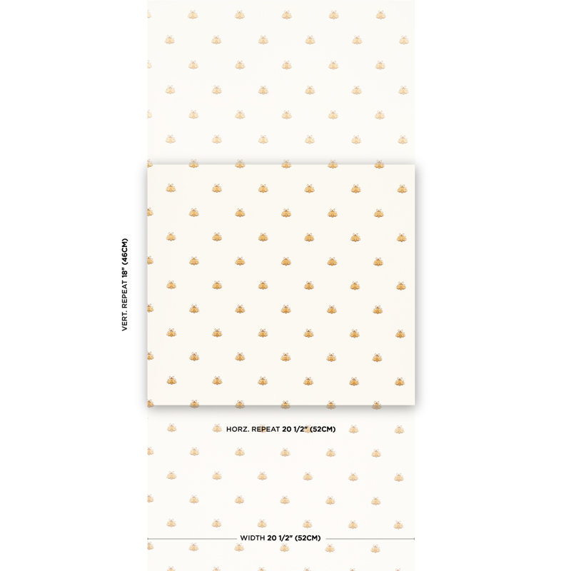 Papier peint les abeilles de Hubert, Blanc / doré