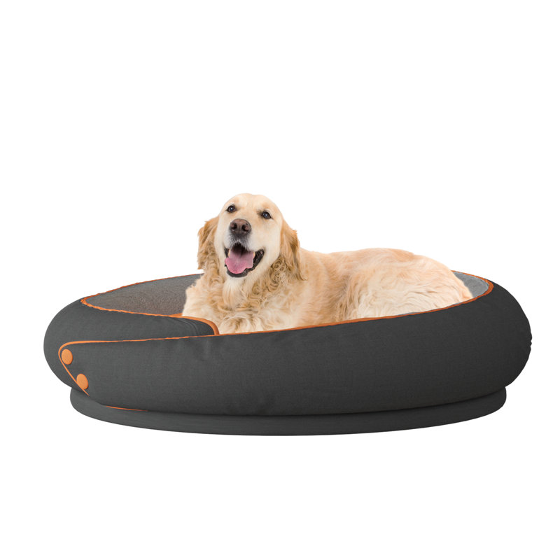 Man Friend Comfort WOWMAX Cuddler Dog Bed For Small And Medium Dogs Up To 13.6 kg, Bolstered Round Cozy Pet Bed With Double Sided Mat For All Season Comfort(Large)