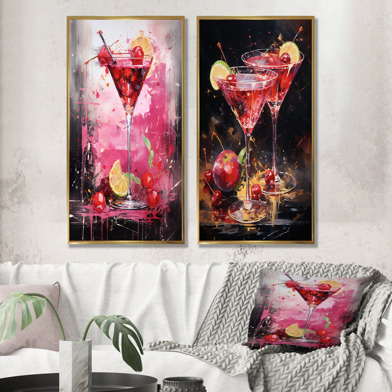 Ensemble de salon Cosmo Cosmos Martini, Encadrement doré, H 28 po x l 25 po