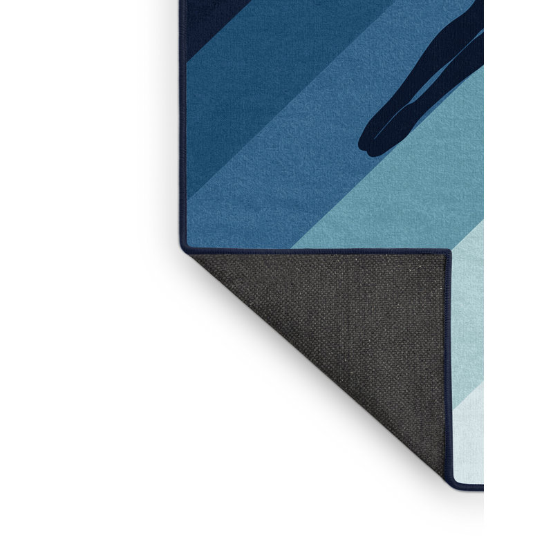 Tapis gris moelleux moelleux et doux noué à la nageoire - bleu marine, 7 x 9