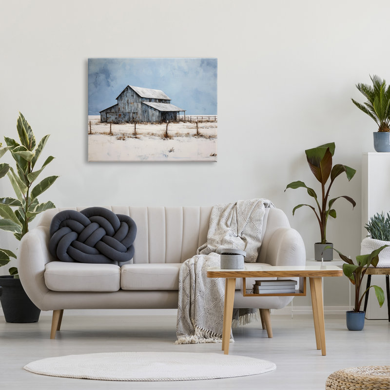 «August Grove Winter Barn Landscape», art mural sur toile par Ray Powers, H 30 po x l 40 po x P 1,5 po