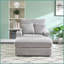 Canapé simple en velours côtelé de 39 pouces Ensemble de repose-pieds - Fauteuil moderne avec porte-gobelet 2 coussins pour le salon / la chambre à coucher