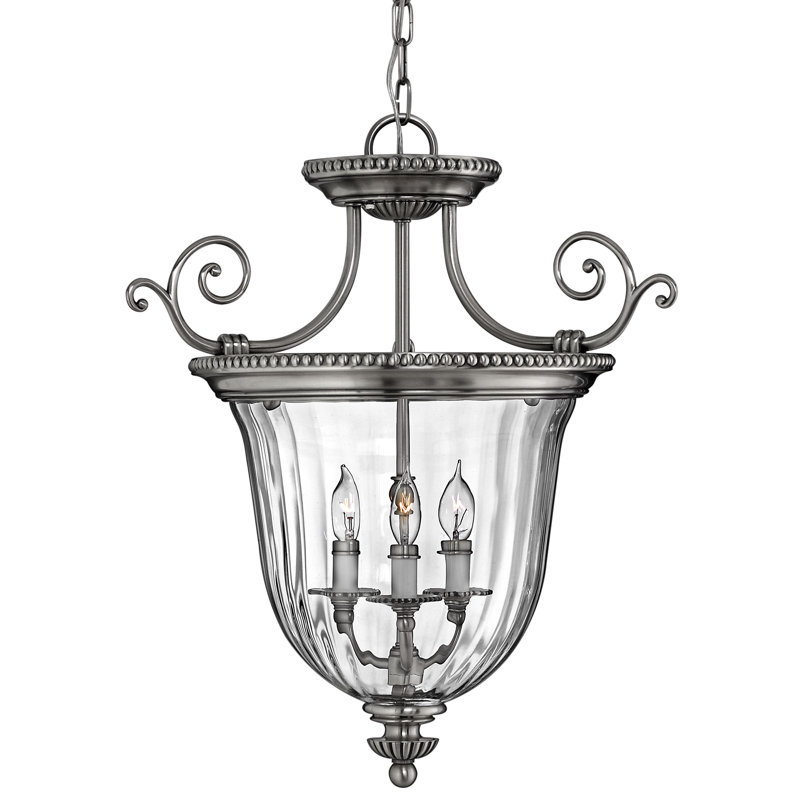 Oxford 3-Light Single Urn Pendant, Burnished Brass, 22.5" x 21.5"