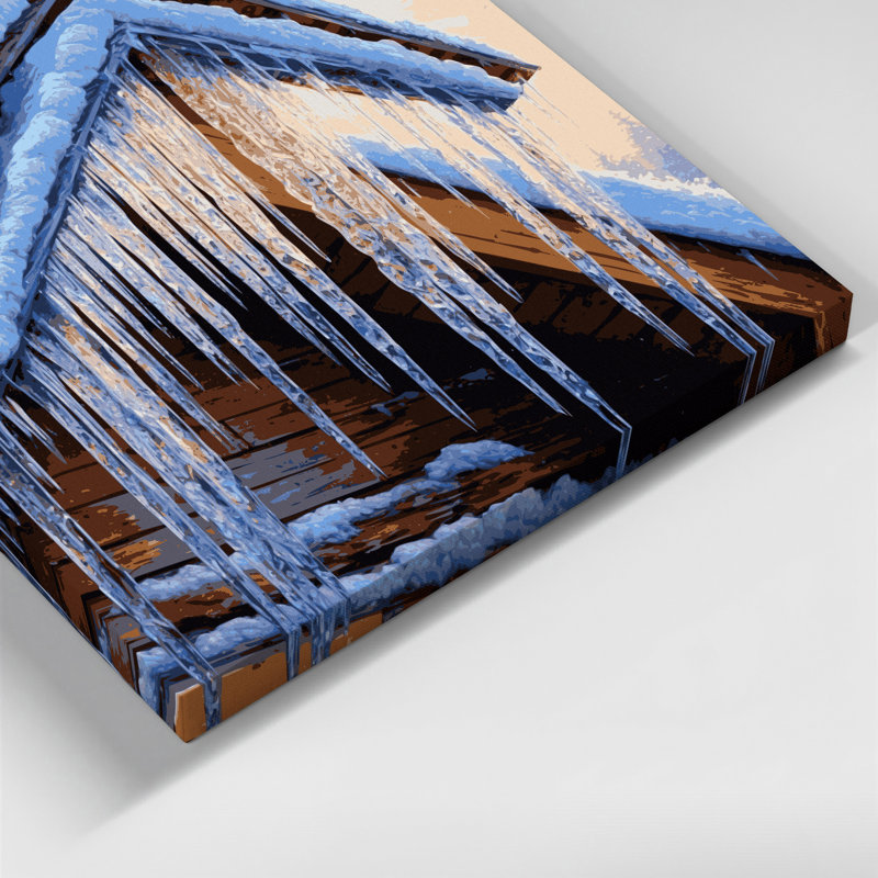 Toile bleue de Noël suspendue au toit d'une cabane, H 16 po x l 20 po