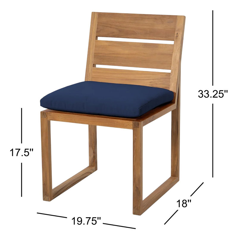 Chaise de terrasse avec coussin Uvita, Bleu marine