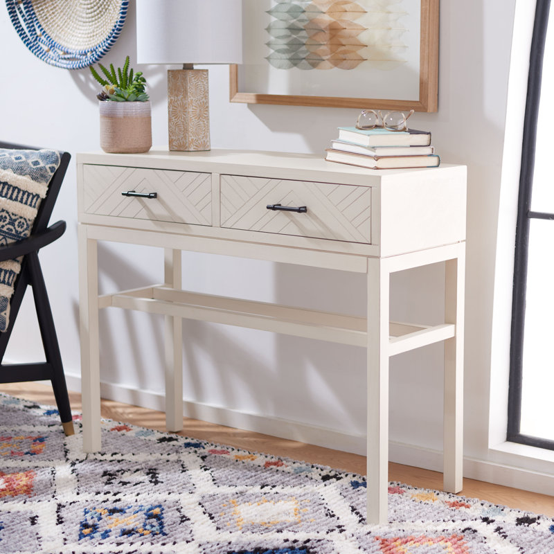 Alayssa 35.5'' Console Table, Distressed White