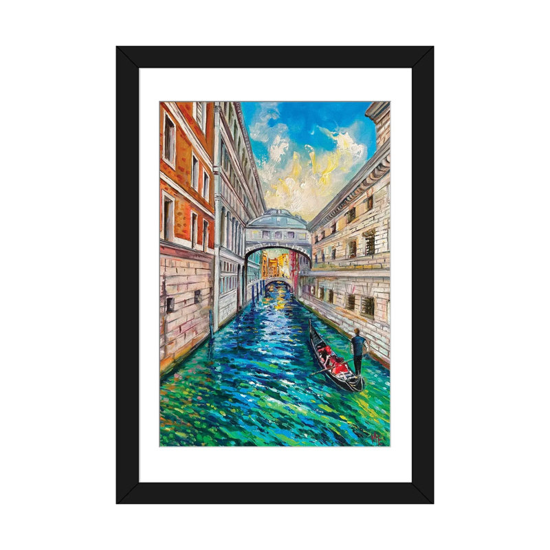 Venise. «Where Hearts Sigh», impression d'art mural encadrée, 24" x 16", Framed Paper, Black