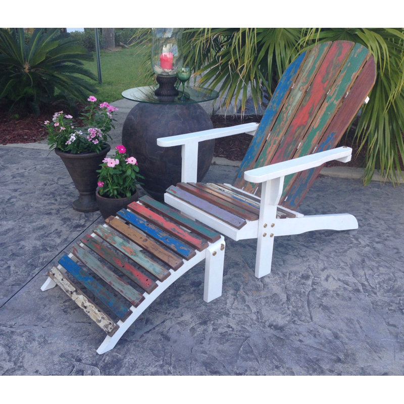 Recycled Boats Adirondack Chair with Footstool