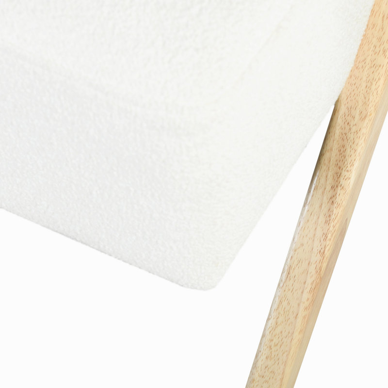 Chaise d'appoint moderne avec revêtement et structure en bois massif, chaise longue minimaliste