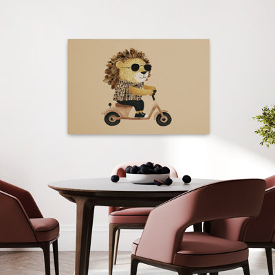 «Cool Lion Rider», reproduction d'art moderne et ludique sur mur urbain