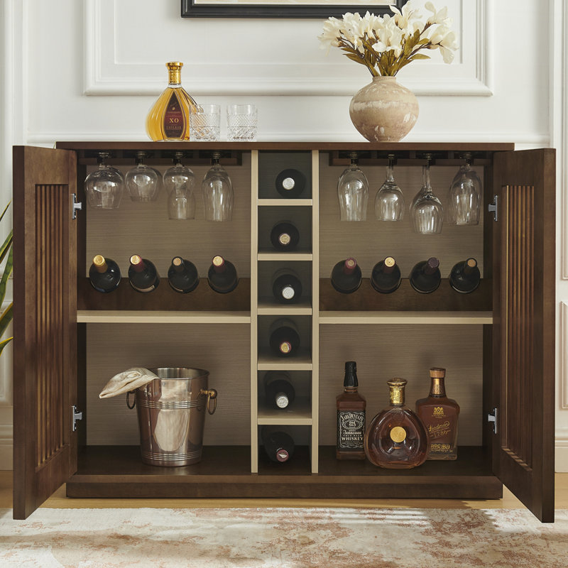 Buffet avec porte-verres Ã  vin et casier Ã  bouteilles, Walnut