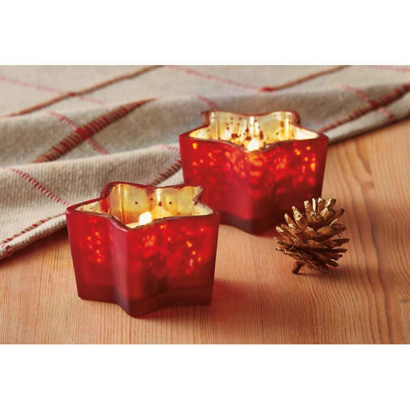 3'' H Glass Tabletop Tealight Holder, Red