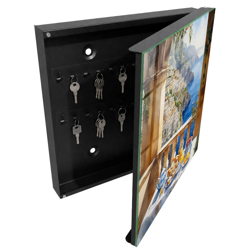Key cabinet for home, Opens to the left, 30x30x5, Black, Terrace with sea view and breakfast, 