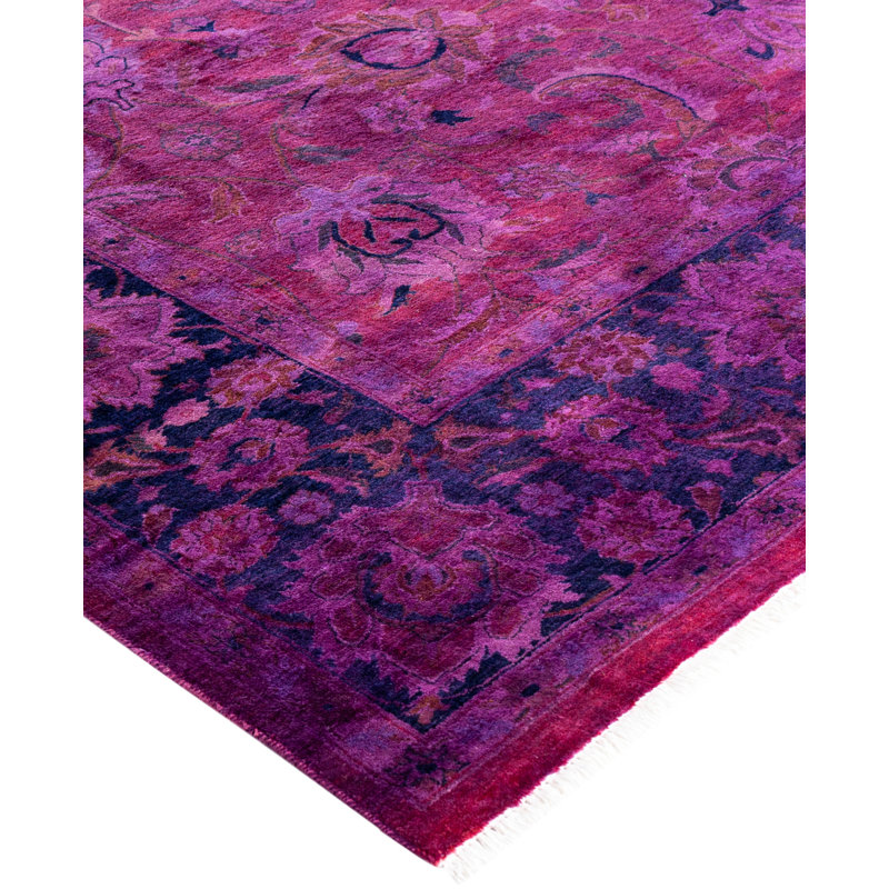Overdyed Hand-Knotted Wool Modern-Contemporary Purple Area Rug 6' 1" x 9' 0"