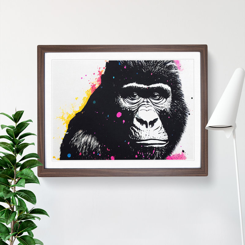 Gorilla Vol.3 - Single Picture Frame Print, 25cm H x 34cm W x 2cm D, Walnut Framed