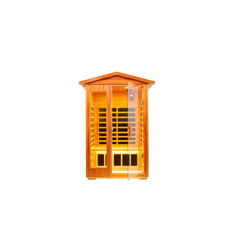 Sauna extérieur pour deux personnes en bois de khaya à infrarouge lointain (gauche et droite)