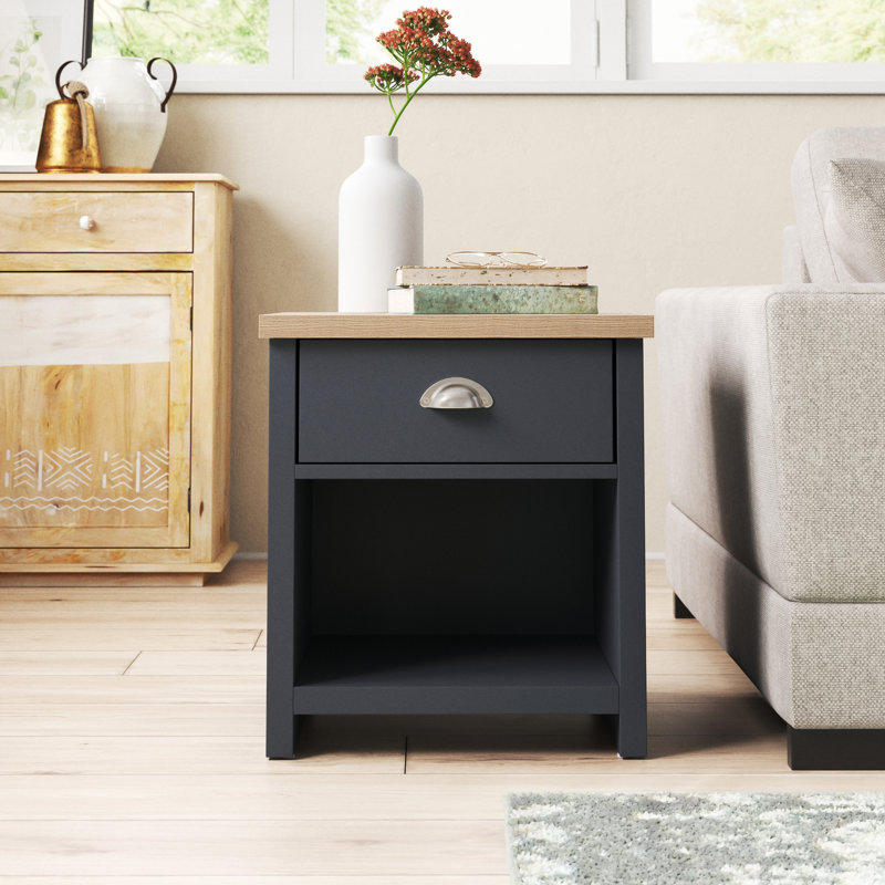 Kerry Sled End Table, Cream, Oak