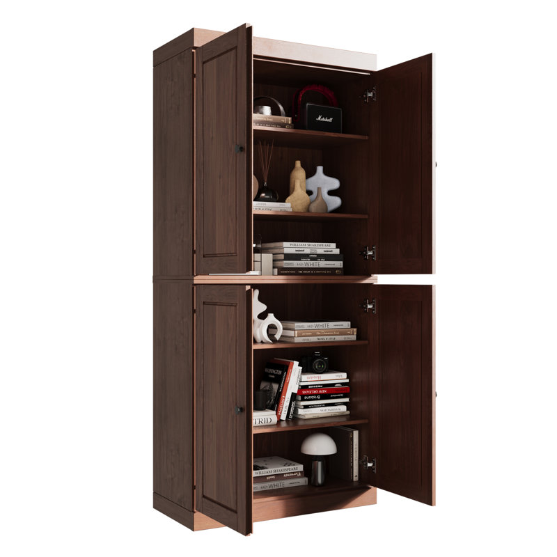 Bibliothèque à 6 tablettes en bois massif l 32 "x H 71,5" Arreana, Moka